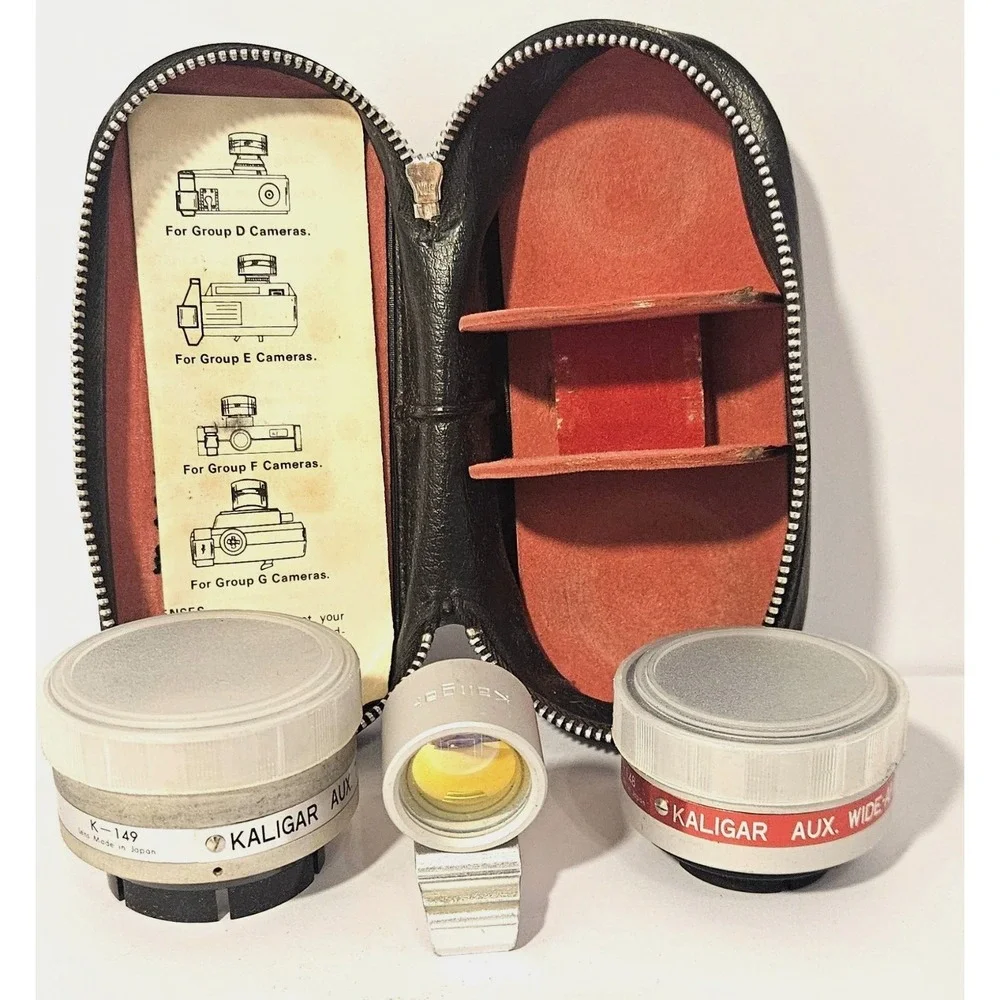 Vintage Kaligar Aux Wide Telephoto Lens Set for Kodak Instamatic w/ Case Japan